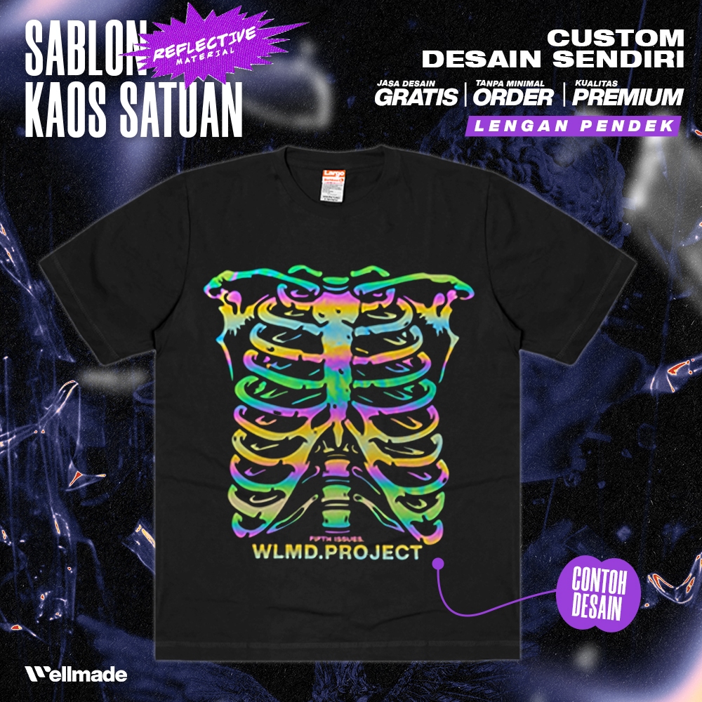 SABLON SATUAN | REFLECTIVE RAINBOW - Kaos Custom Lengan Pendek Wellmade Studio