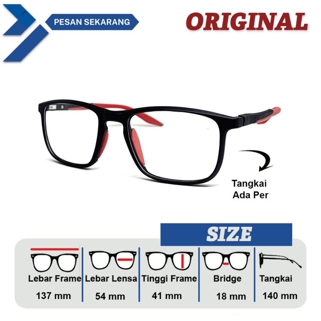 Frame Kacamata Pria / Wanita Original 0603 Model Kotak Lebar Frame 137