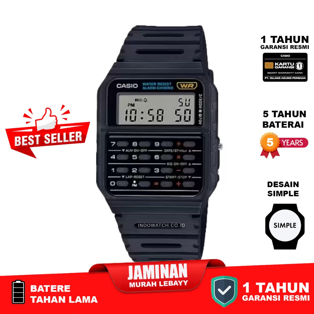 Casio CA-53W-1 ca 53 data bank jam kalkulator original garansi resmi