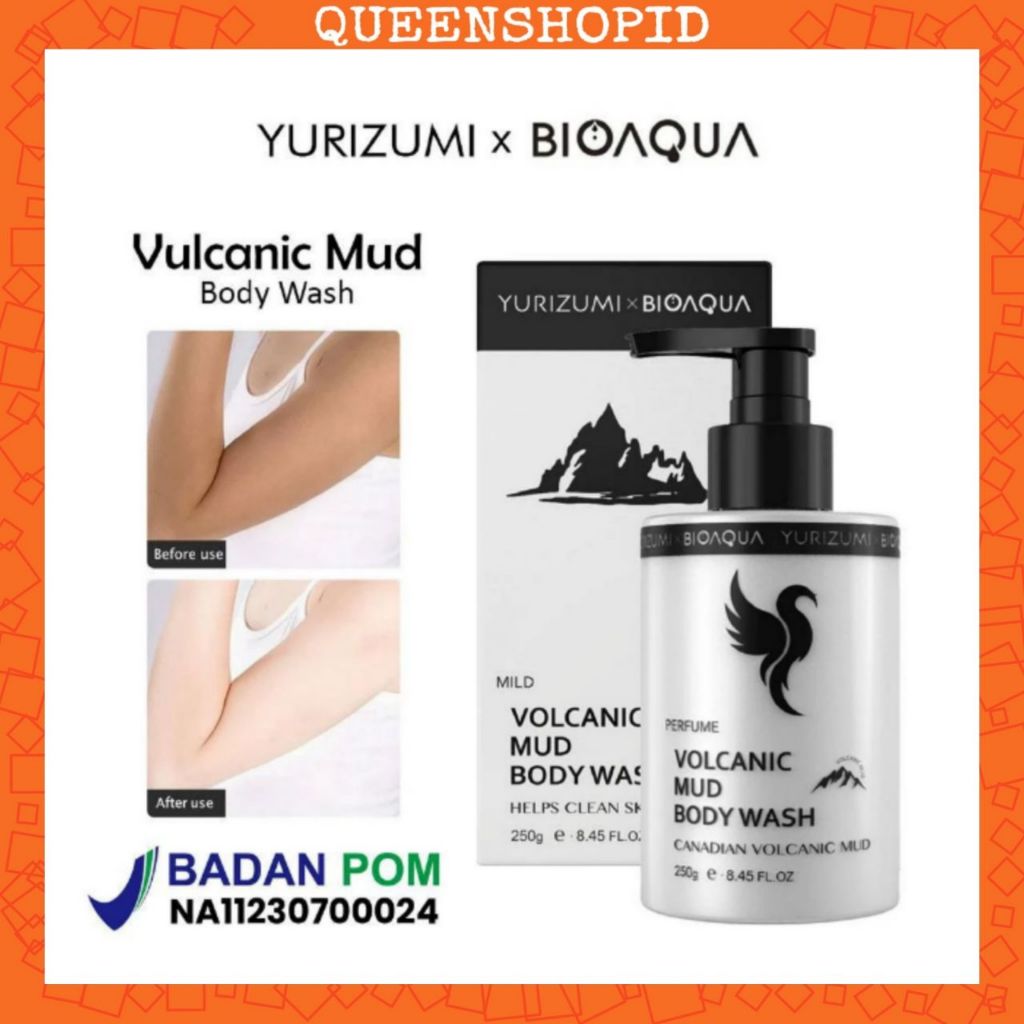 Yurizumi X Bioaqua Volcanic Mud Body Wash Ampuh Memutihkan Badan Dan Wajah