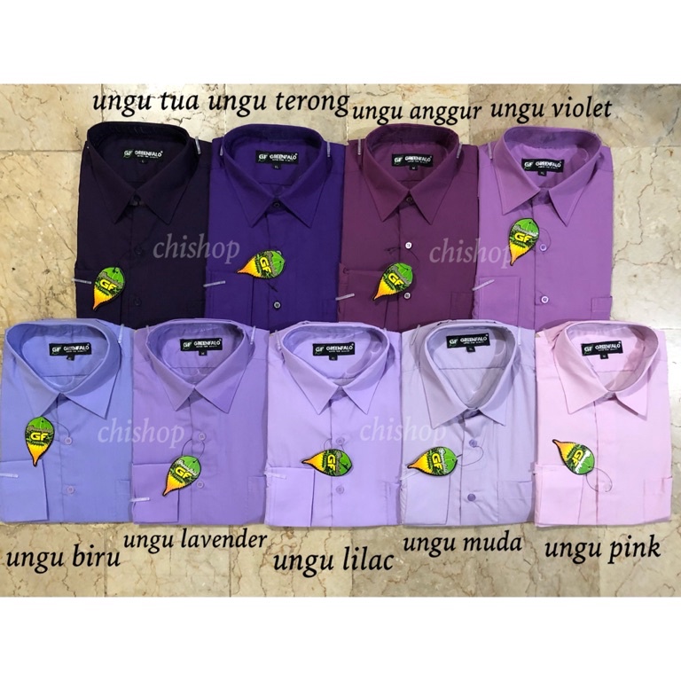 Paling Diminati! KEMEJA PRIA GREENFALO-KEMEJA POLOS LENGAN PANJANG PRIA WARNA UNGU / UNGU MUDA / UNG
