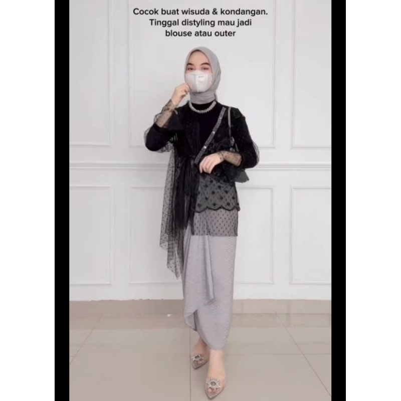 Ribbon Outer Tille Wrap Outer Organza Pita Outer Tulle Outer Brukat Outfit Kondangan Outer Lengan Pa