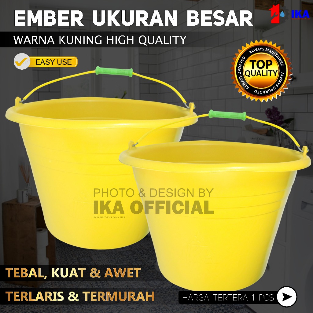 Ember Plastik WARNA JUMBO BESAR & KECIL KUNING Ember Cor Anti Pecah | Ember Bangunan BESAR- HARGA PA