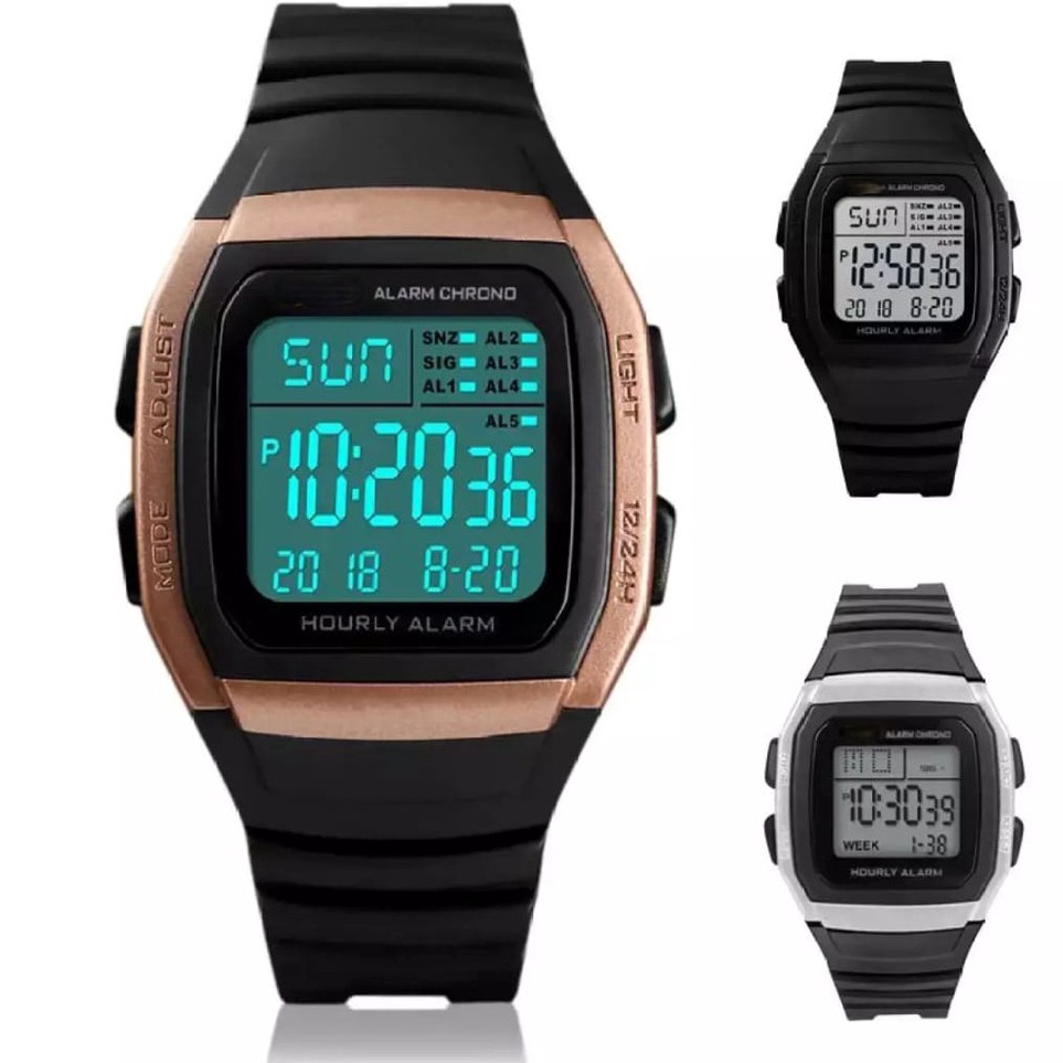 Jam Tangan Wanita trendy QQ145 strap rubber case kotak digital