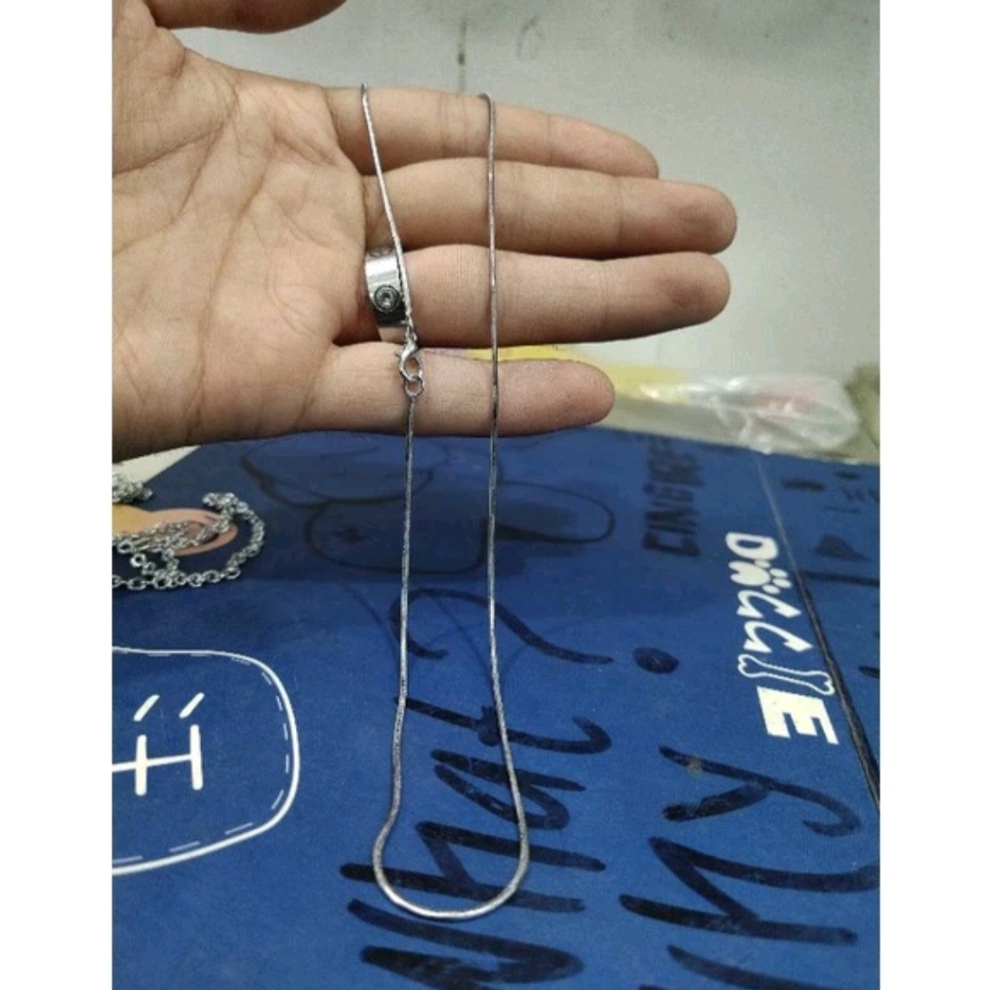Asli 100% RODIUM Import-Kalung Rantai Emas Putih Tanpa Pudar-Kalung Belut Halus-Kalung rodium Anti K