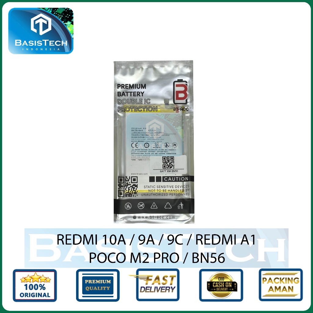 BATERAI XIAOMI REDMI 10A 9A 9C A1 POCO M2 PRO BN56 BT BASISTECH DOUBLE IC POWER PROTECTION