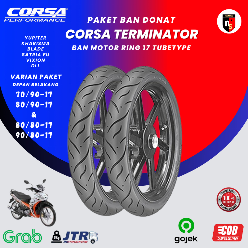 Paket Ban Donat Corsa Terminator Ring 17 70/90 80/90 Tube Type