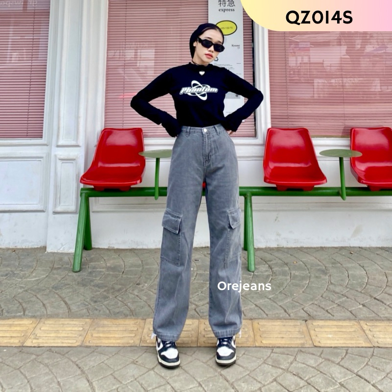 ORE - QZ014S Kulot Joger Cargo Pants Jeans Highwaist Serut Bawah Vintage Streetwear Korean Style