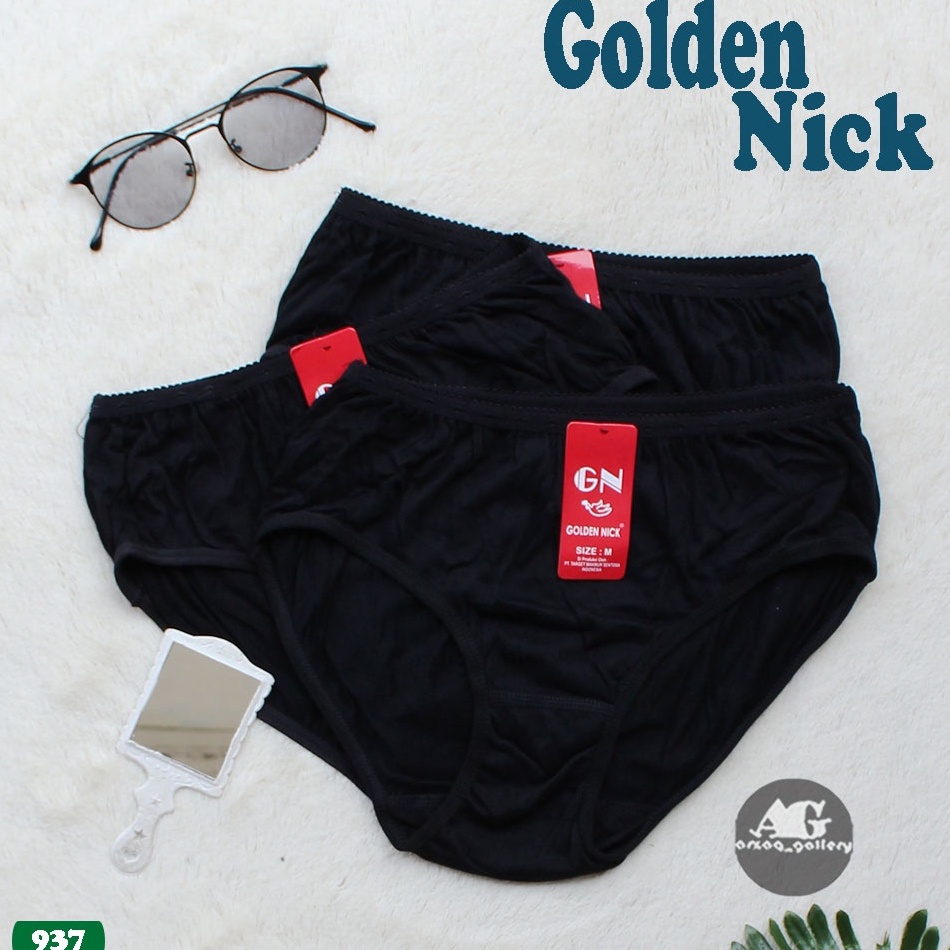 Harga Termuraah.. 6 Pcs - CD Golden Nick HITAM | Celana Dalam Wanita / Cd Wanita / Cd Golden Nick / 