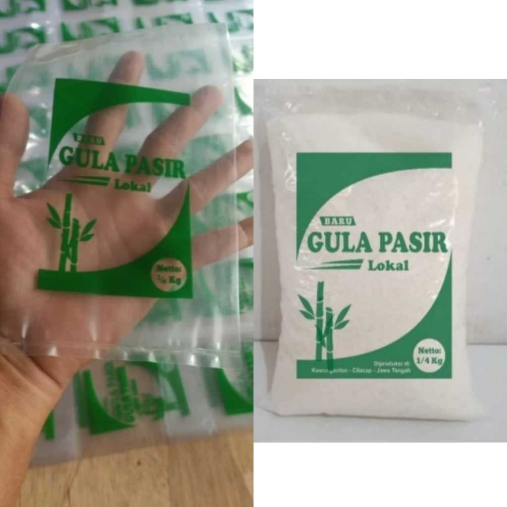 PLASTIK KEMASAN SABLON GULA PASIR LOKAL 250 GRAM