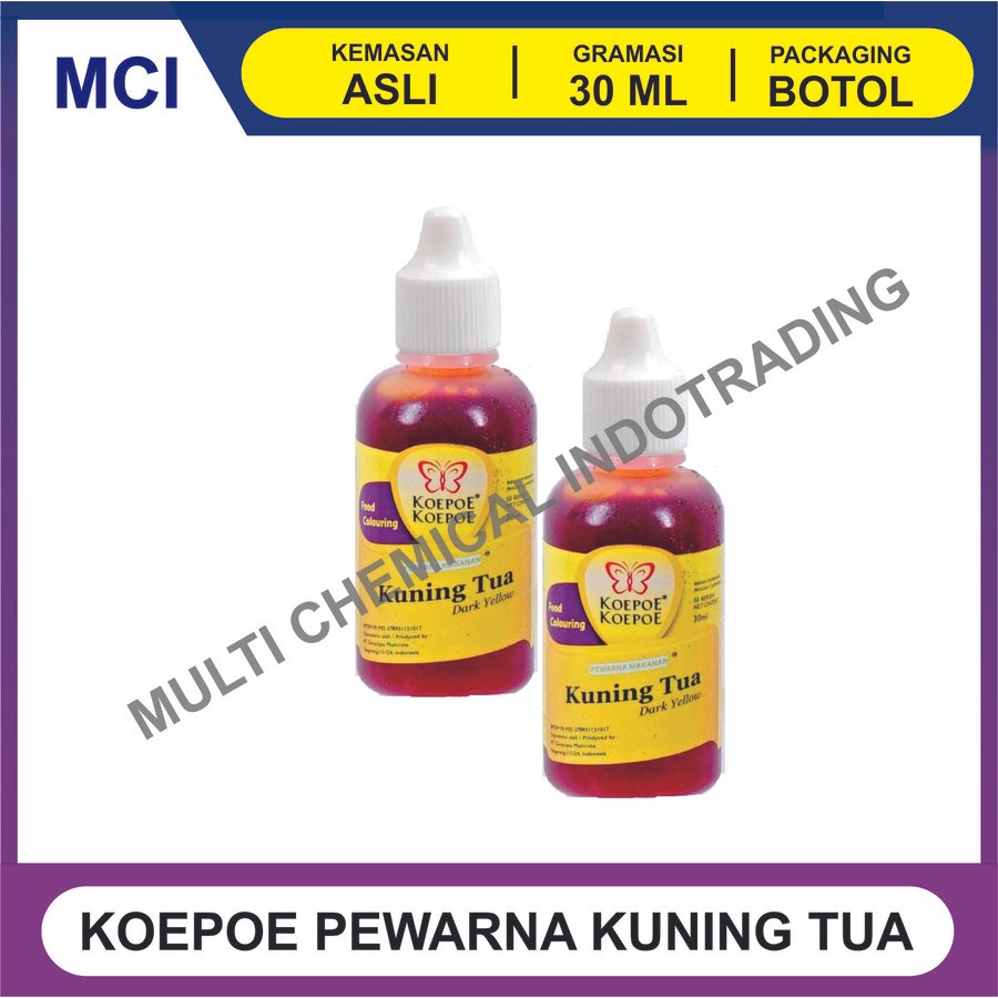 

PEWARNA MAKANAN MINUMAN KOEPOE KUPU KUNING TUA 30 ML - 1 DUS 144 PCS