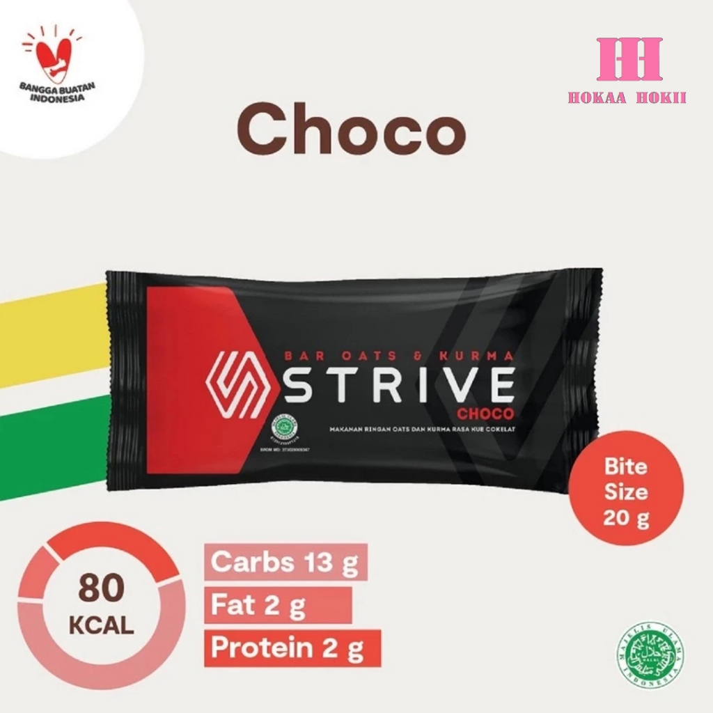 

Strive Energy Bar Rasa Choco 20gr | Halal - Snack Energi Olahraga