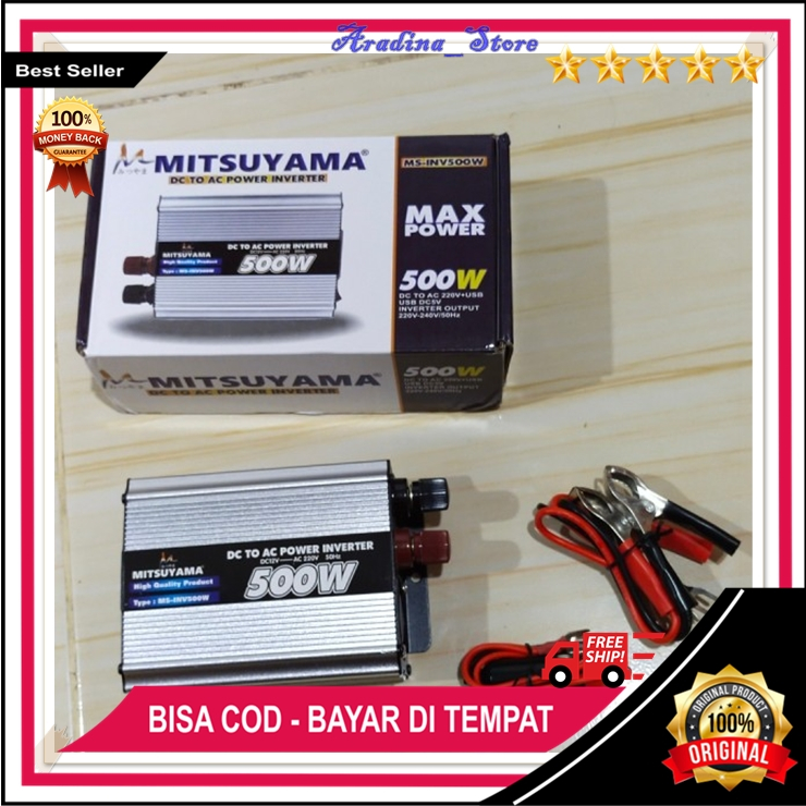 Power Inverter Psw Power Inverter DC to AC 500 Watt 500 Wat Merk Mitsuyama MS-INV500 Perlengkapan Elektronik