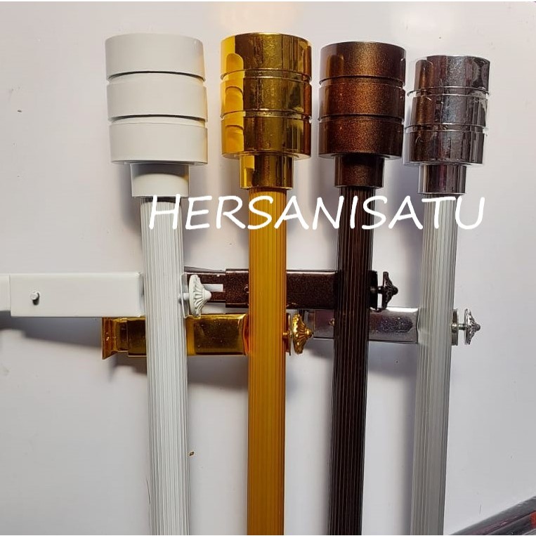 Hersanisatu Batang Gorden 1 Meter Full Set Batang Hordeng Pintu Jendela Kayu Dipasang di Dinding Kam