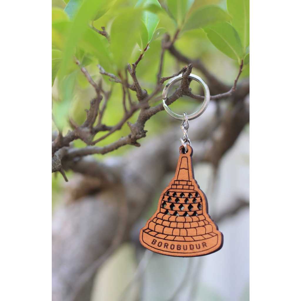 Borobudur Keychain Souvenir from Vegtan Leather