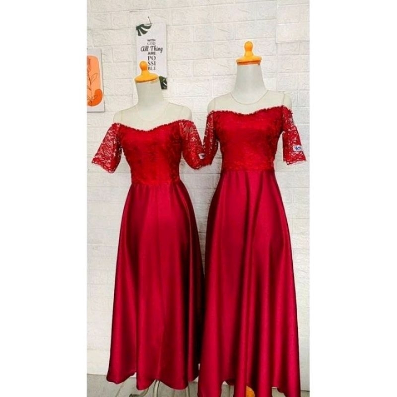 gaun pesta murah bahan satin maxmara