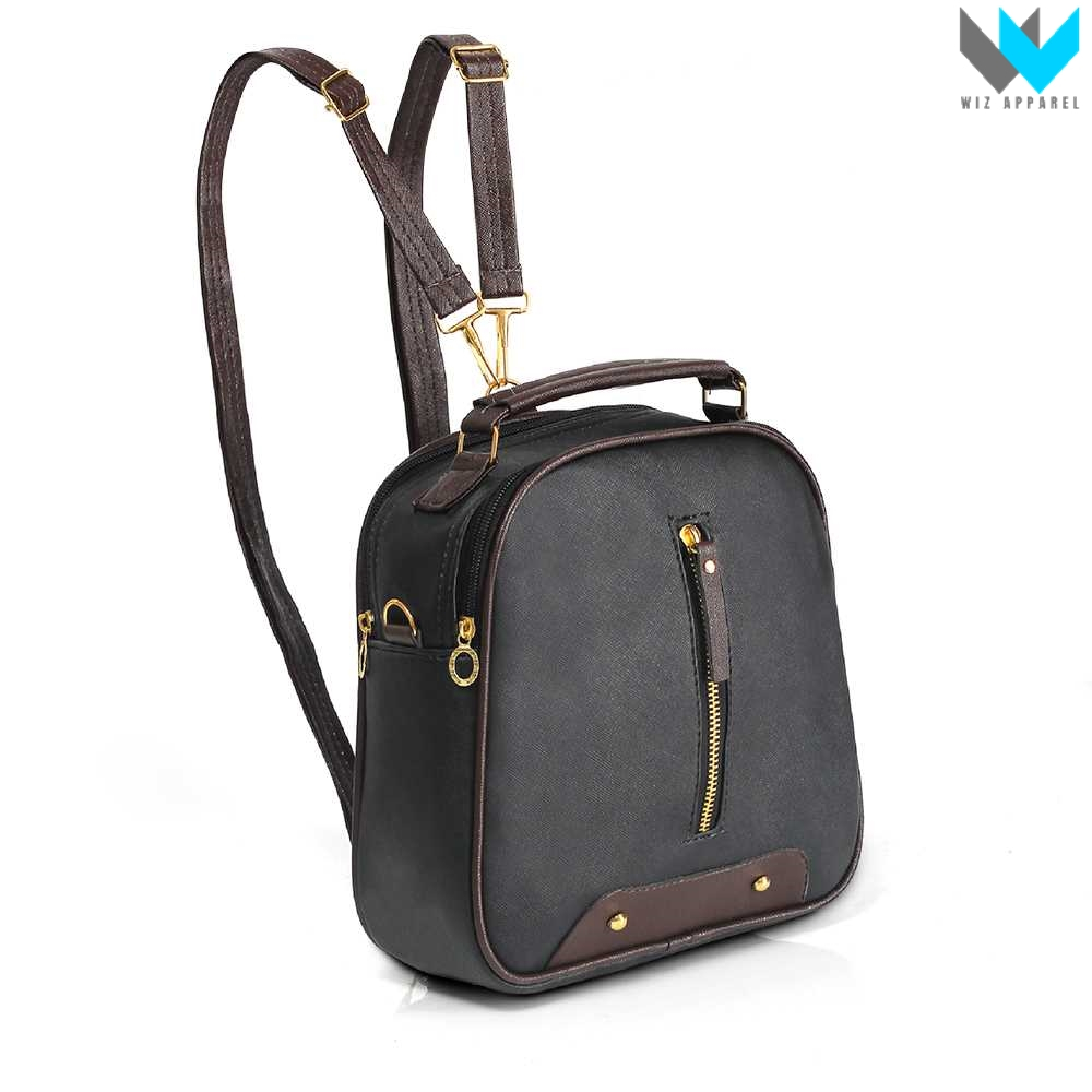 Tas Kulit Wanita Ransel Kecil Backpack Gendong Tali Original Hitam - Wiz Apparel