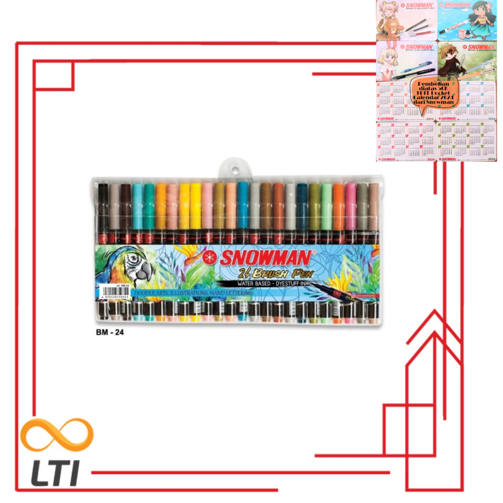 

Snowman Brush pen 24 Warna Set - Lettering - Kaligrafi - Arts - Brushpen BM-24 - HEMAT