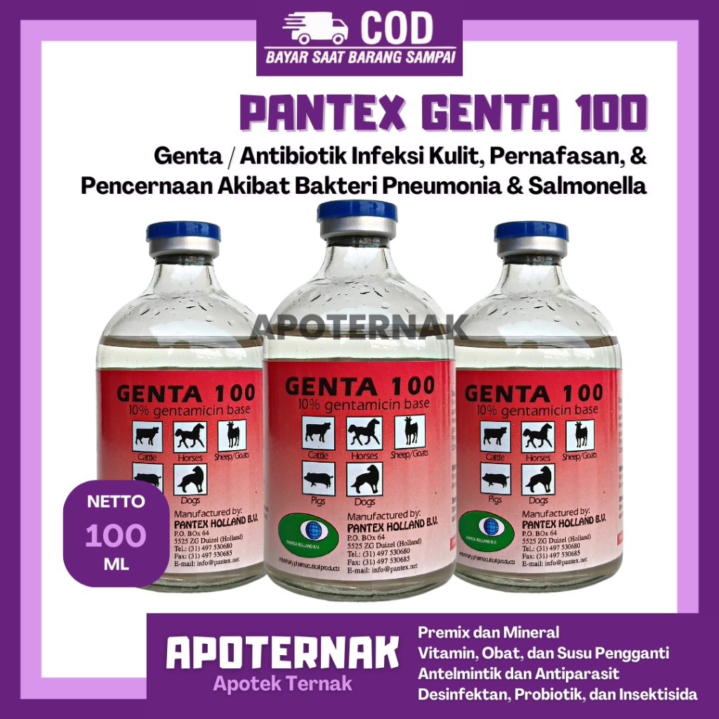 PANTEX GENTA (Gentamycin) 100 ml - Obat Pernafasan Pencernaan Pekencingan Hewan | Like SK Gentamycin