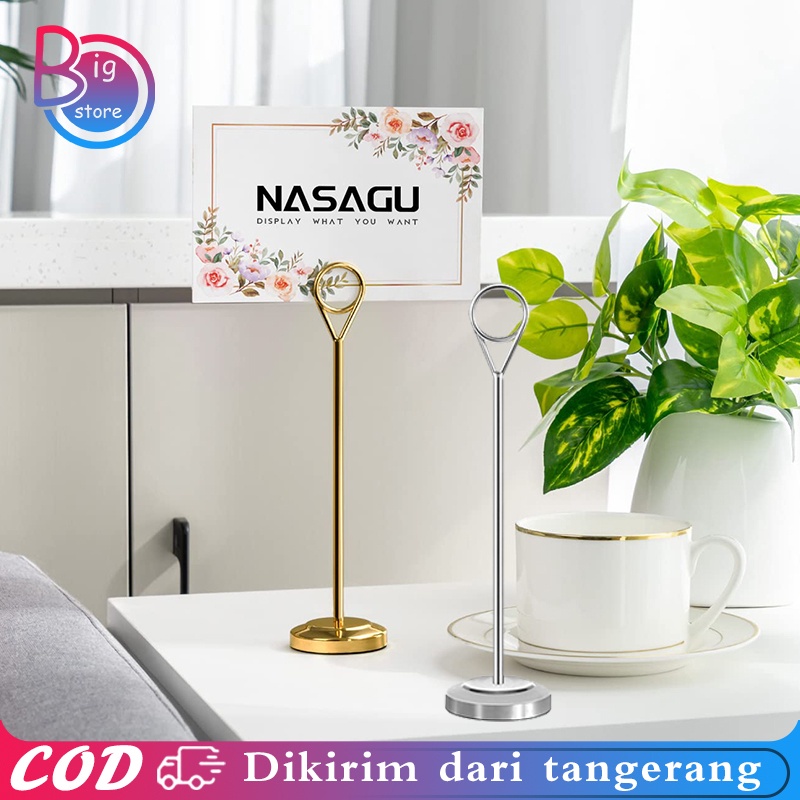 

BRANDS FESTIVAL 25cm Tiang Nomor Meja Stainless Steel Table Number Stand Tatakan Holder Foto Price Tag !!