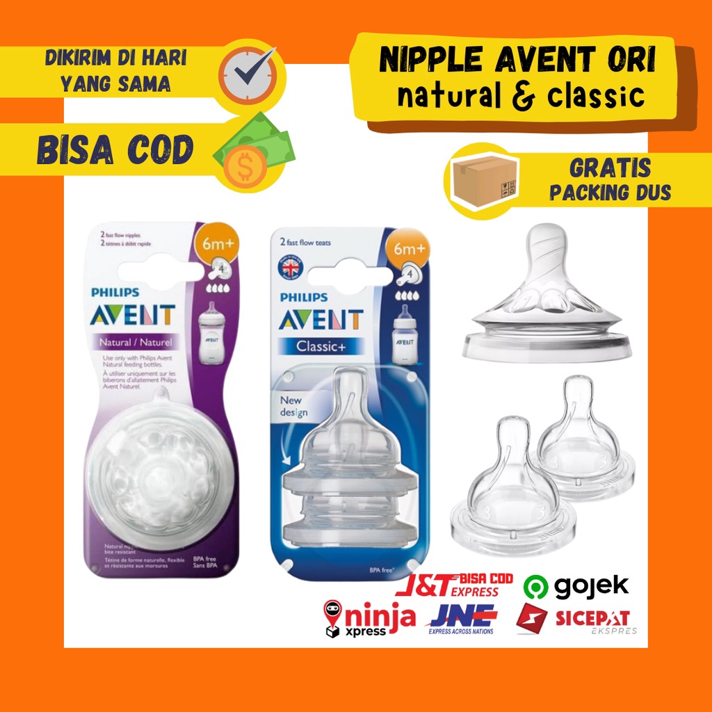 Ready Stok Nipple Avent Natural Philip Philips Dot Karet Silicone Botol Susu 0 3 6 9 m Teat (JUAL SA