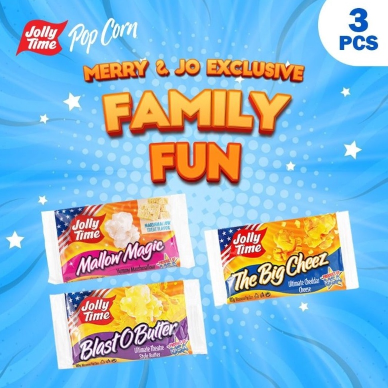 

41 Exclusive Merry Jo X Jolly Time - Paket Family Fun (1BOB, 1TBC, 1MM) - Mircowave Popcorn Best Seller