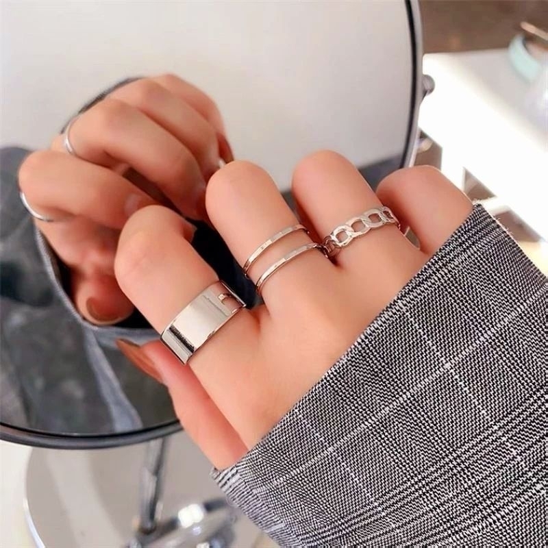 Cincin Titanium Wanita 3 In 1 Cincin Perak Cincin Wanita Korea Aksesoris Fashion Cincin Kece CN-015 