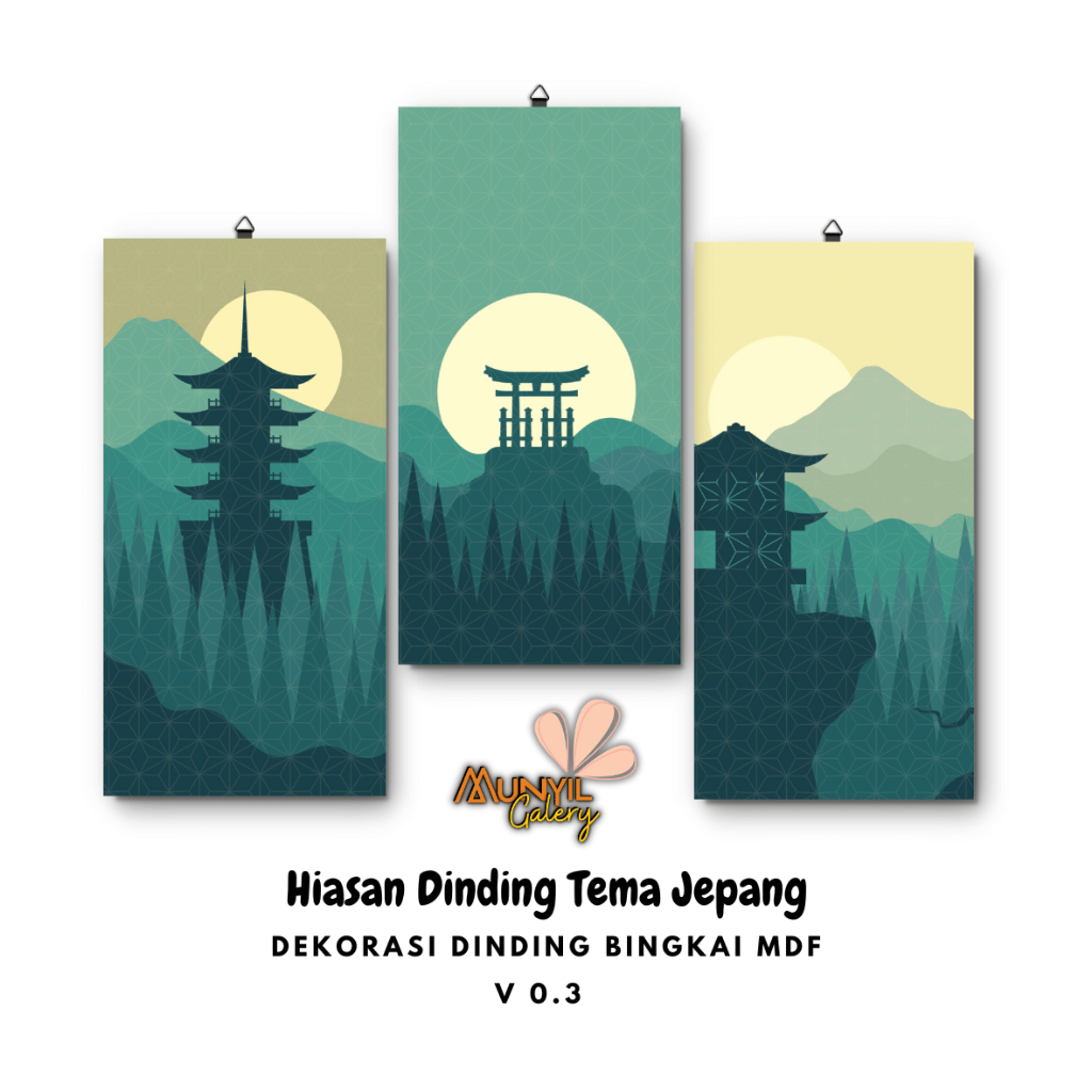 Munyil Galery / Aestetik Dekorasi Dinding Jepang Bingkai MDF / Hiasan Dinding Aesthetic Jepang / Paj