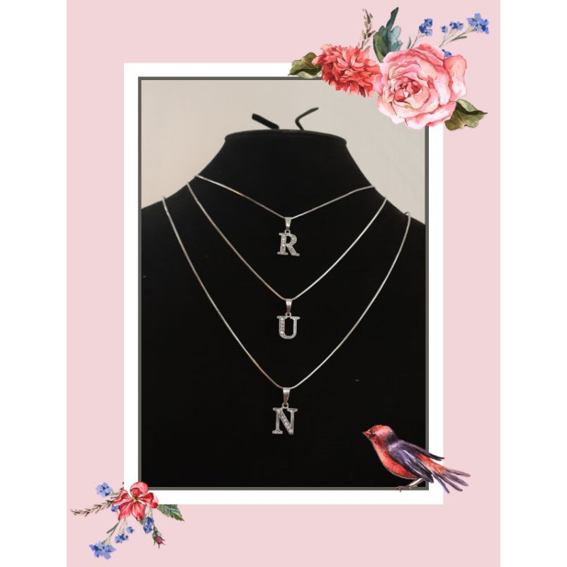 COD~Kalung titanium pria wanita inisial huruf//kalung termurah