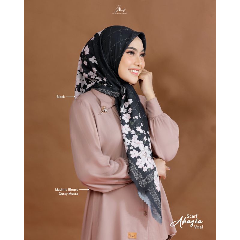Hijab segiempat arrafi terbaru||Hijab segiempat terlaris hijab segiempa motif bunga akasia scraf arr