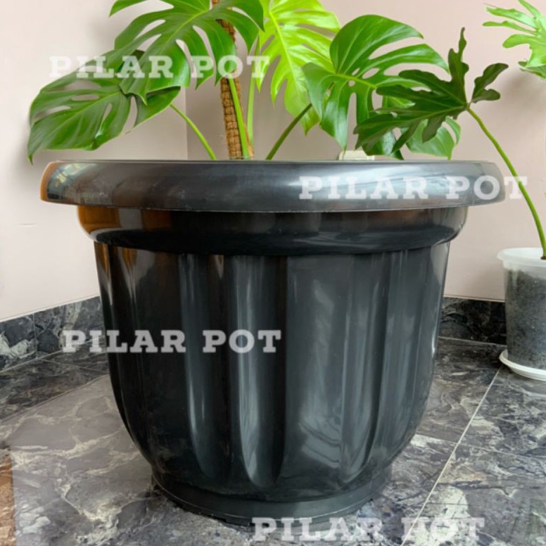 Langsung Kirim.. pot bunga tanaman plastik hitam 50cm - besar