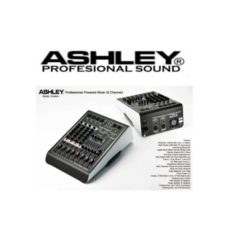 power mixer ashley studio 4 mixer power Ashley bluetooth USB, original.