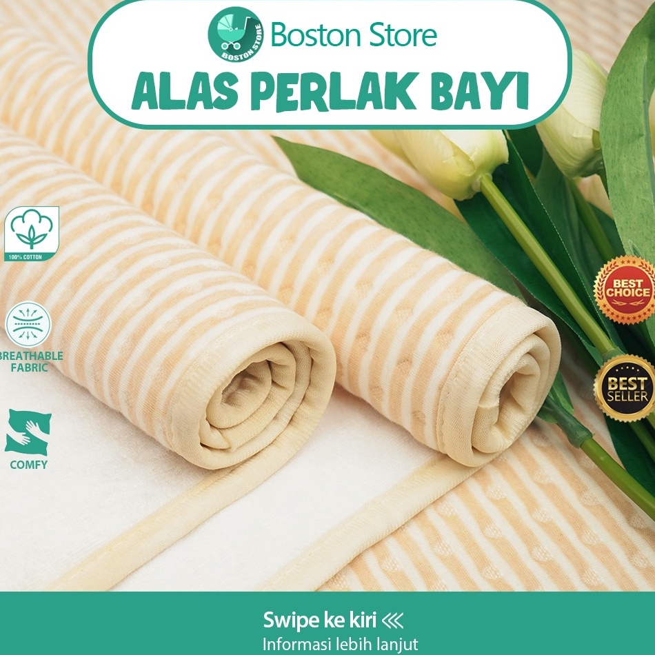 PALING LARIS Bostonstore Perlak Alas Ompol Bayi Katun Waterproof / Perlak Alas Bayi Ganti Popok kain