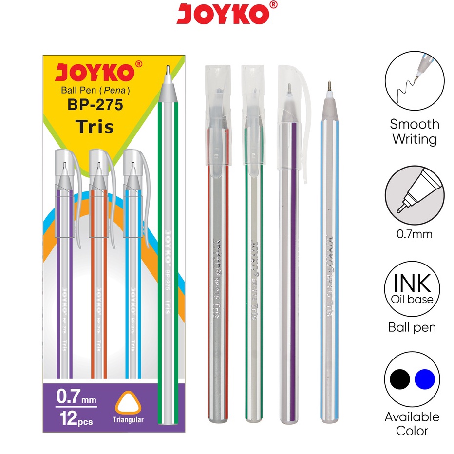 

Terupdate Ball Pen Pulpen Pena Joyko BP-275 Tris 1 BOX 12 PCS 0.7 mm Terlaris