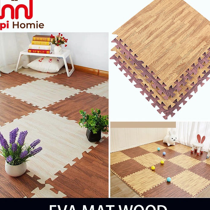 TZXZ4312 COD [HH] 60X60X1CM PUZZLE ALAS LANTAI EVA MAT WOOD KARPET TIKAR MATRAS EVAMAT MOTIF KAYU