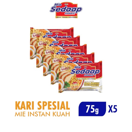 

CPTX9128 [KODE 77] Sedaap Mie Instan Kari Kental Special Bag 75 gr x5