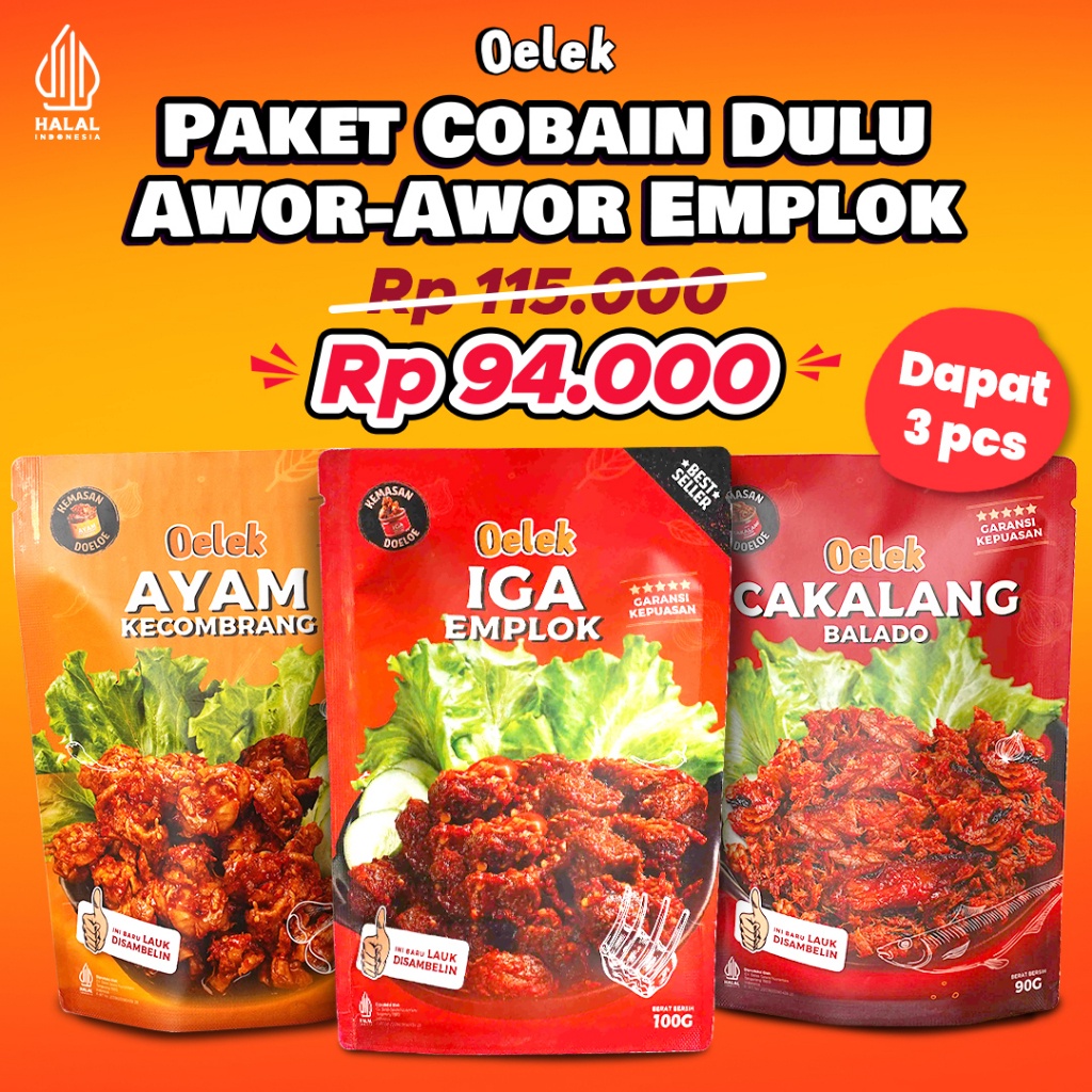 

BRANDS FESTIVAL Paket Cobain Dulu Awor-Awor Emplok / Iga Mercon / Iga Sambal / Oseng Iga / Cakalang Balado / Ayam Kecombrang grosir