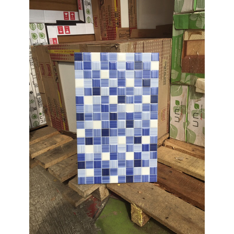 keramik 25x40 dinding kilap glossy kamar mandi dapur kolam renang biru kotak asia biru muda biru tua