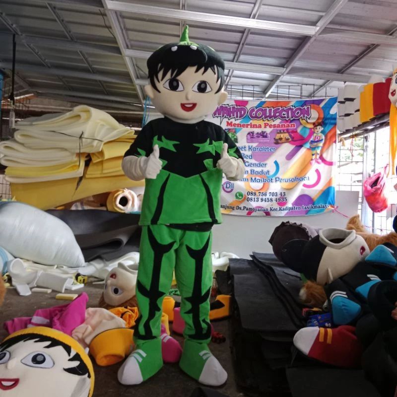 Kostum boboiboy hijau kostum boboiboy duri kostum murah baju badut murah kostum badut dewasa