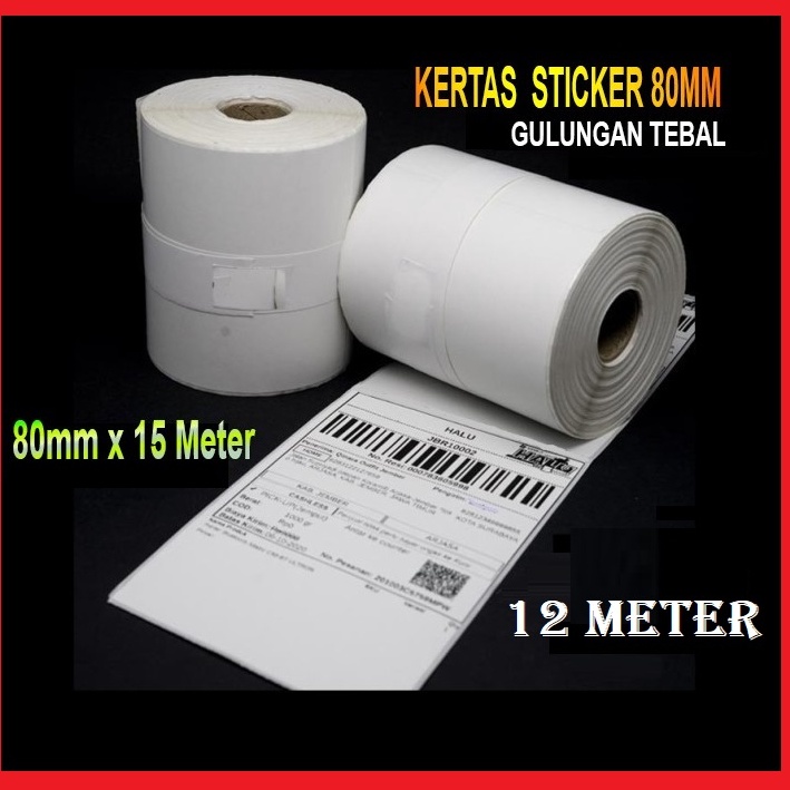 

Kertas Stiker Label Printer Thermal 80x50mm Continuous 80 x 15 Meter