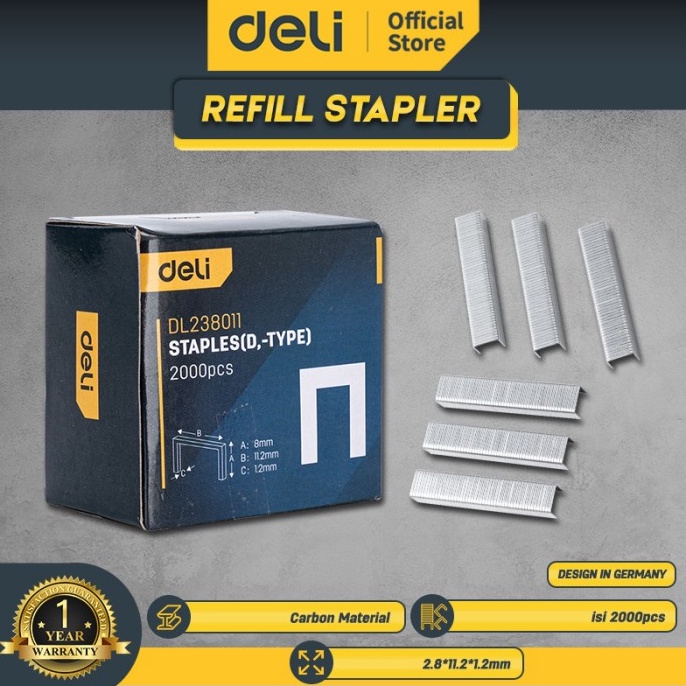 

77 Deli Refill Stapler / Isi Ulang Refill Staples 8 x 11.2 x 1.2mm*2000pcs Perkakas EDL238011 ➡Kirim Langsung