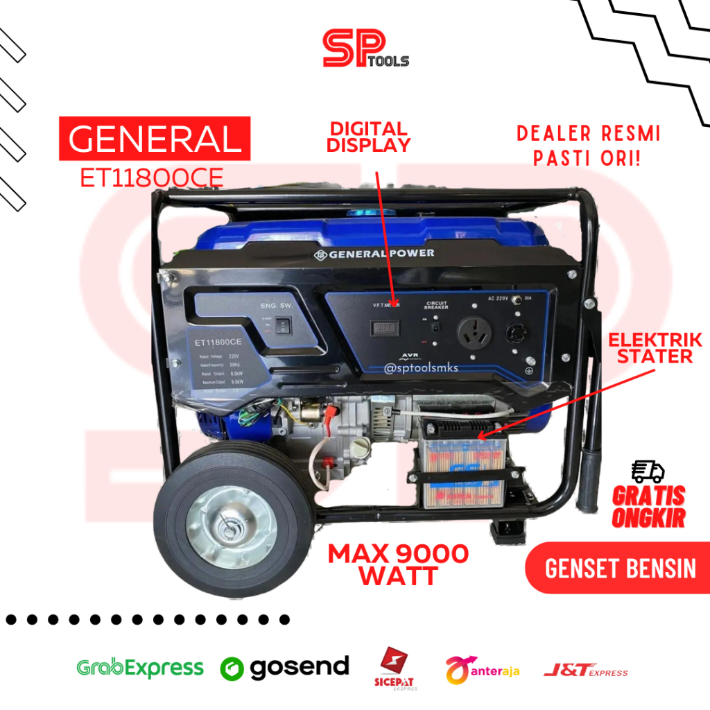 MESIN GENSET GENERATOR BENSIN LISTRIK 9000 WATT 9KW GENERAL ET11800CE
