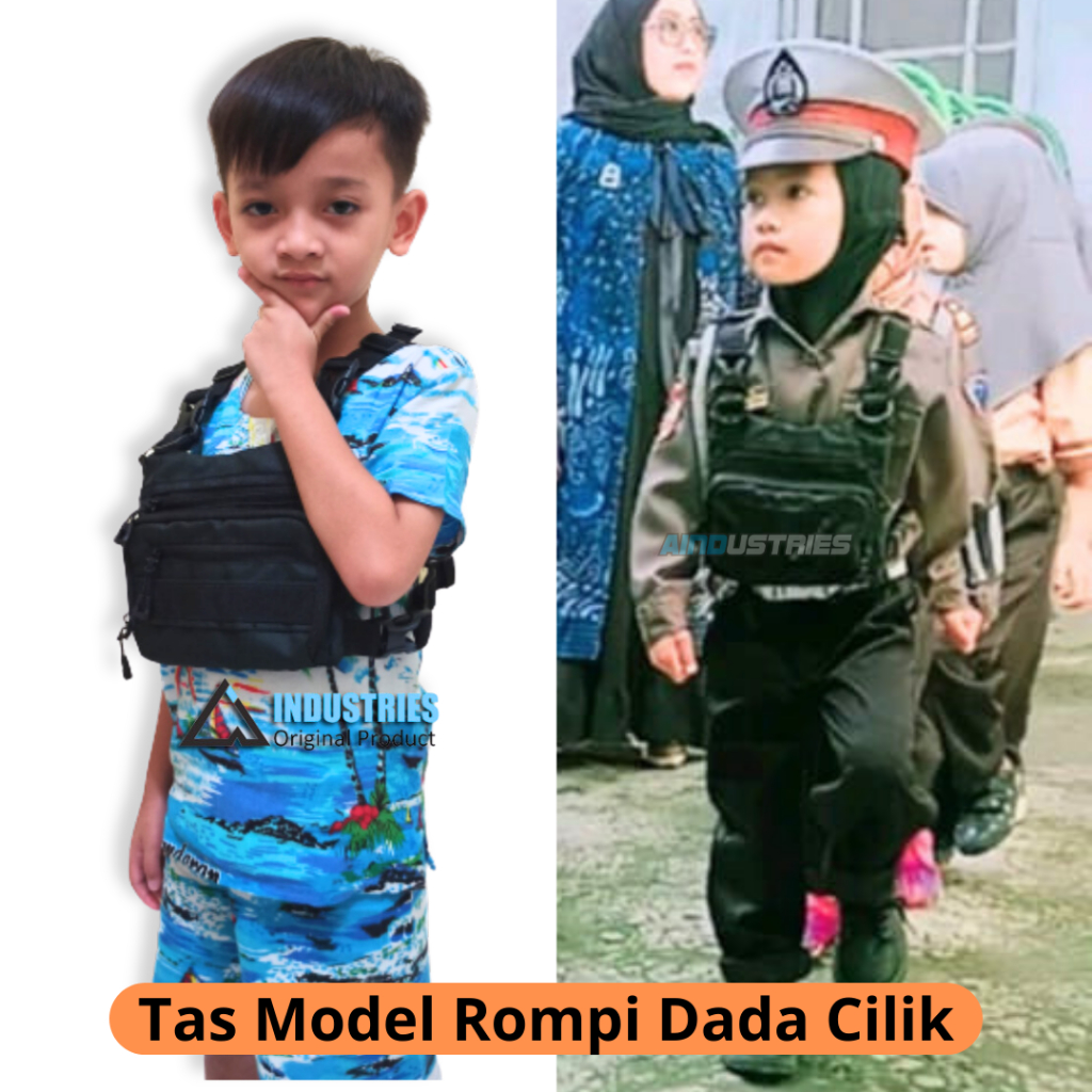 Rompi Polisi Cilik Tas Chest Bag Anak Pocil Pelindung Dada Serbu Rig Bag Tas Sekaligus Rompi