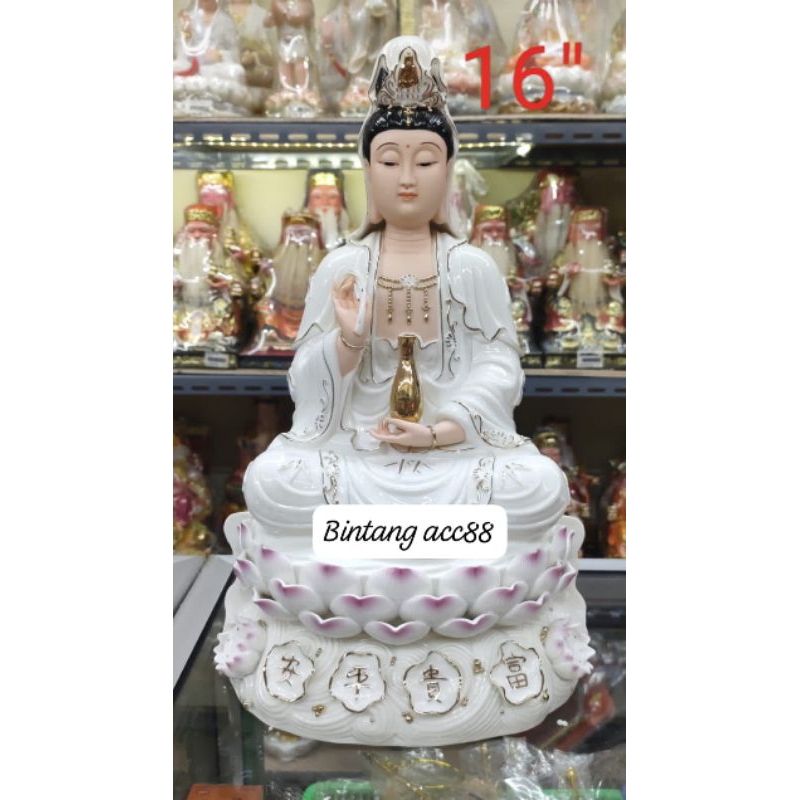 patung dewi kwan im/kwan in/guan yin-keramik- Tk-12inch-G