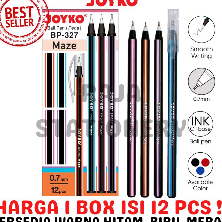 

Big Sale TERMURAH !! BALL PEN JOYKO MAZE PULPEN LILIN PULPEN HITAM BIRU MERAH JOYKO BP-327 LUSIN [12PCS]