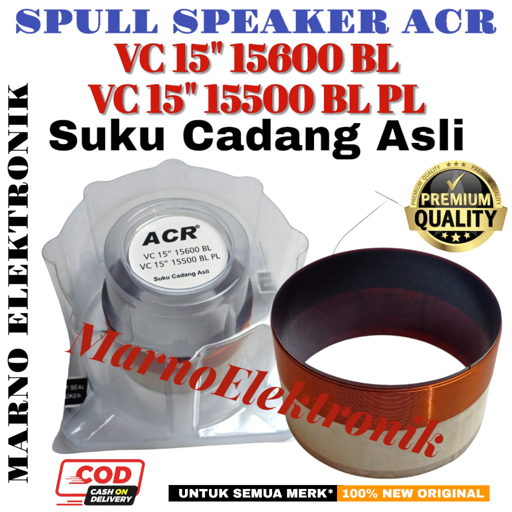 SPULL SPEAKER ACR 15 INCH 15600 BL 15500 BL PL BLACK ACR SPUL VOICE COIL 15600 15500 PLATINUM VC 15 INC ASLI ORIGINAL ORI