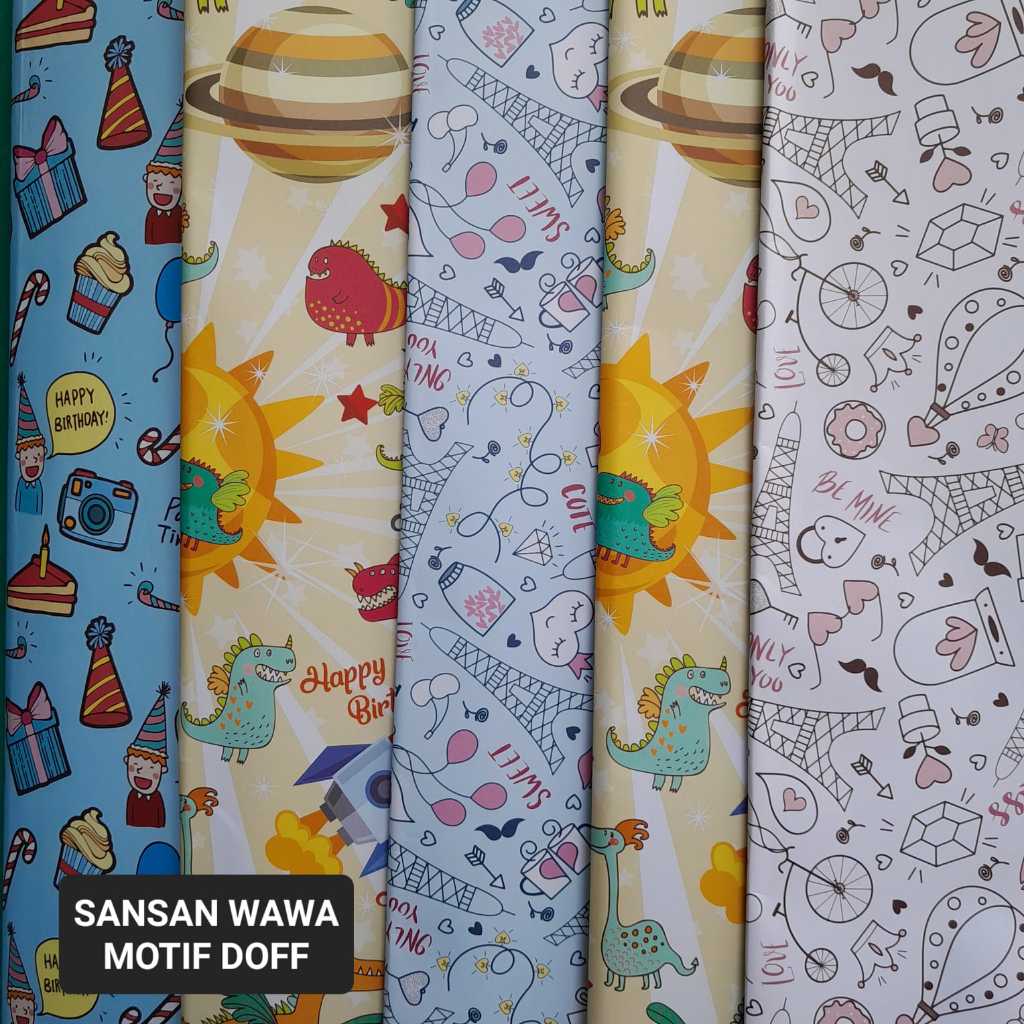 

KERTAS KADO SANSAN WAWA /KIKY GLOSSY/ KIKY DOFF MURAH