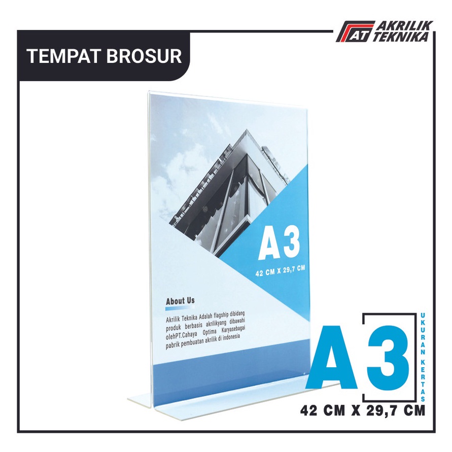 

12.12 Product HOT Tempat Brosur Akrilik Tent Card Holder Portrait T - Ukuran A3 2mm 