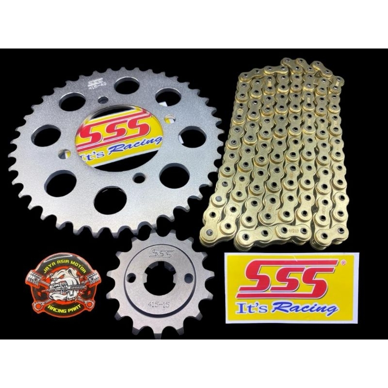 (BISA COD)GEAR SSS 415 SET JUPITER Z1 JUPITER Z NEW VEGA ZR SET RANTAI GOLD GEAR DEPAN BELAKANG SSS