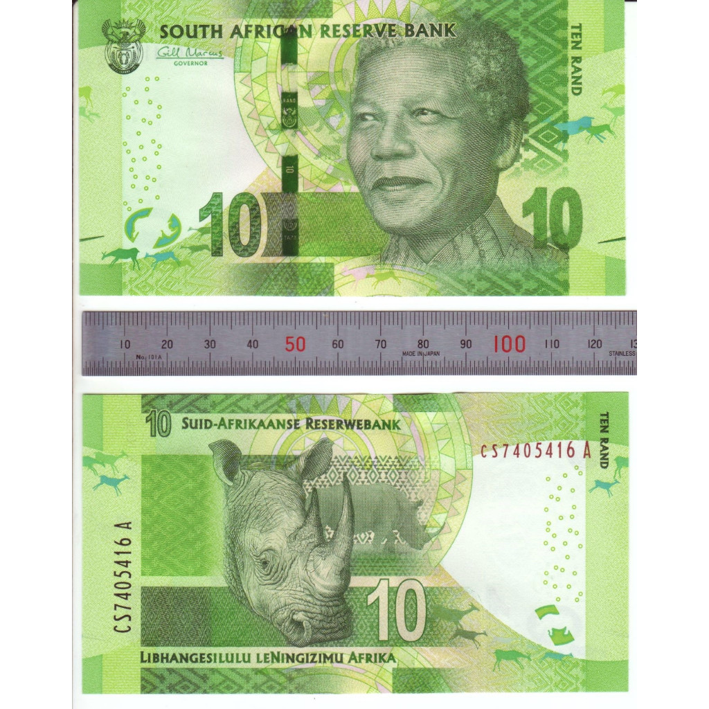 Uang Afrika Selatan South Africa 10 Rand , 2013-2015 , UNC Baru Super Gress P# 138a, ud